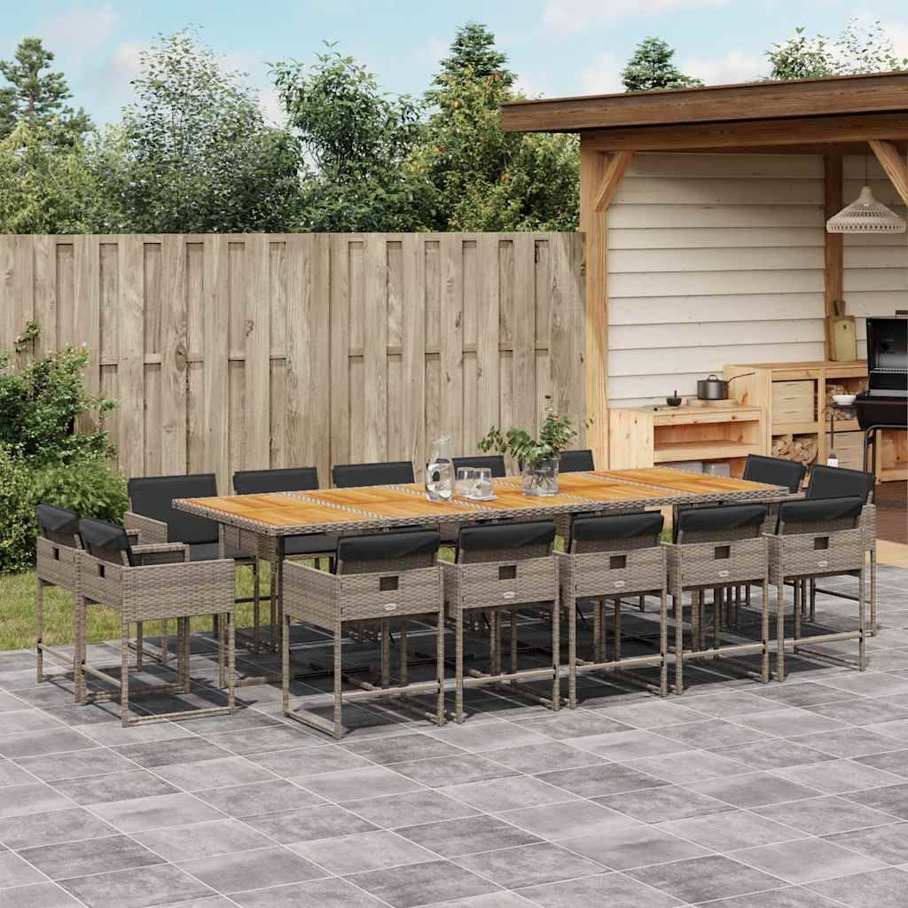 ComfortXL - Salon de Jardin Encastrable 14 Places, Mobilier en Résine Tressée Grise et Bois d'Acacia, Rangement Malin – ComfortXL Outdoor Living - Image 1