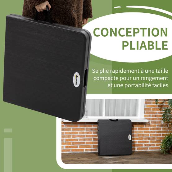 Table de jardin rectangulaire pliable camping pour 4 personnes hauteur réglable 118 x 60 x 74 cm - Image 8