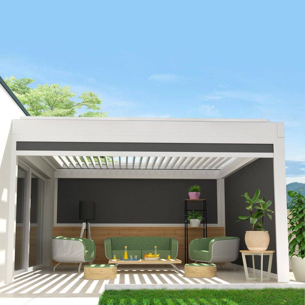 Intersun - Coffre à coulisses pour pergola SPINELLE 3,00x2,50 M (Motorisé à Télécommande - Blanc - Gris Graphite) - INTERSUN - Imagen 1