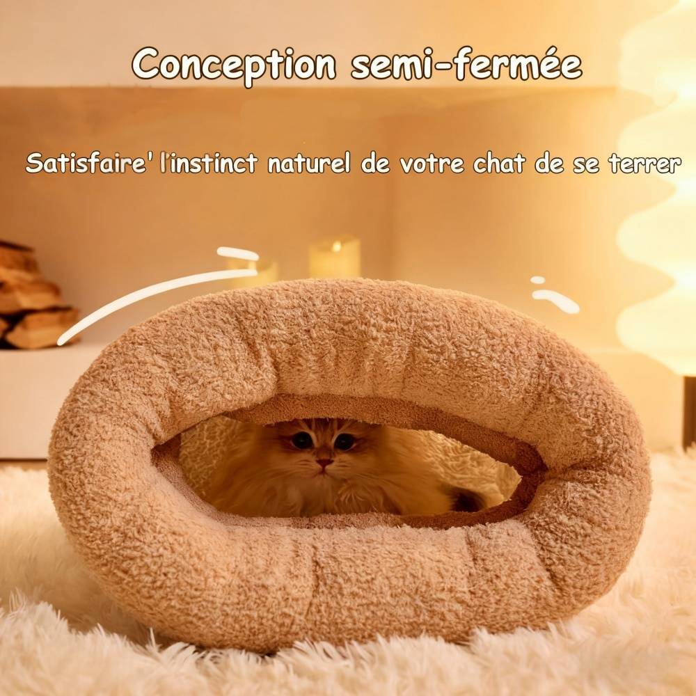 Niche Panier en Peluche pour Chat - Lytech Multifonction (Lit + Tunnel de Jeu), Confort Absolu Chaud, Idéal pour Sommeil Calme en Hiver - M - Lytech - Image 4