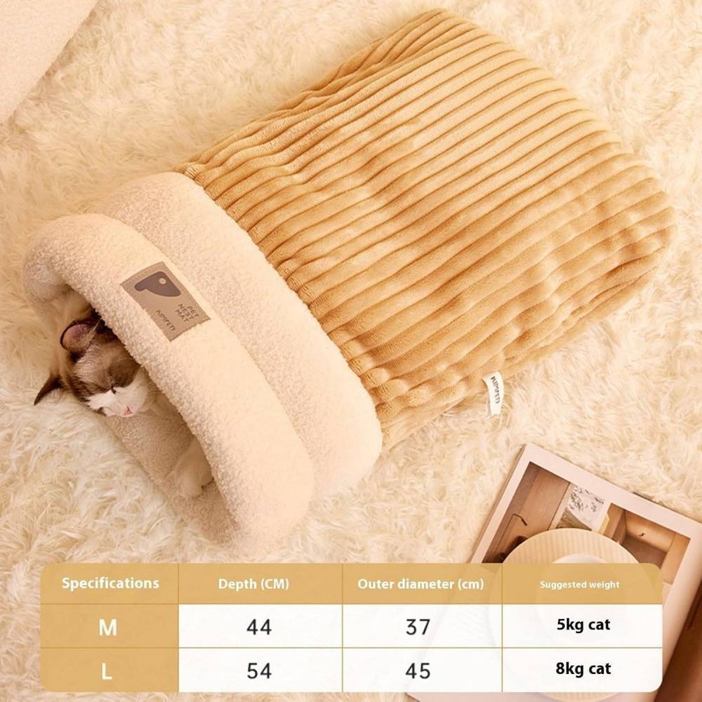 Niche Panier en Peluche pour Chat - Lytech Multifonction (Lit + Tunnel de Jeu), Confort Absolu Chaud, Idéal pour Sommeil Calme en Hiver - M - Lytech - Image 5