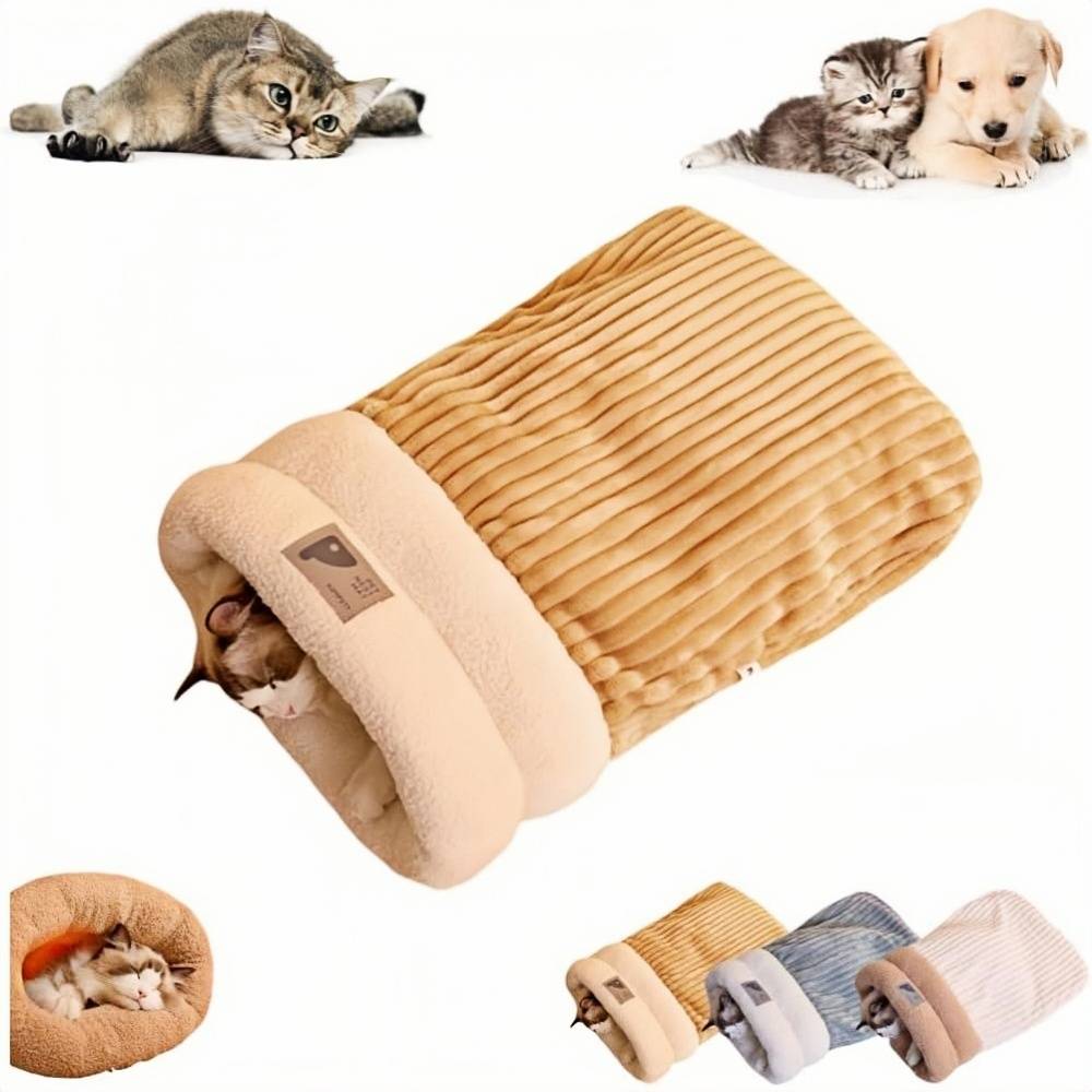 Niche Panier en Peluche pour Chat - Lytech Multifonction (Lit + Tunnel de Jeu), Confort Absolu Chaud, Idéal pour Sommeil Calme en Hiver - M - Lytech - Image 1