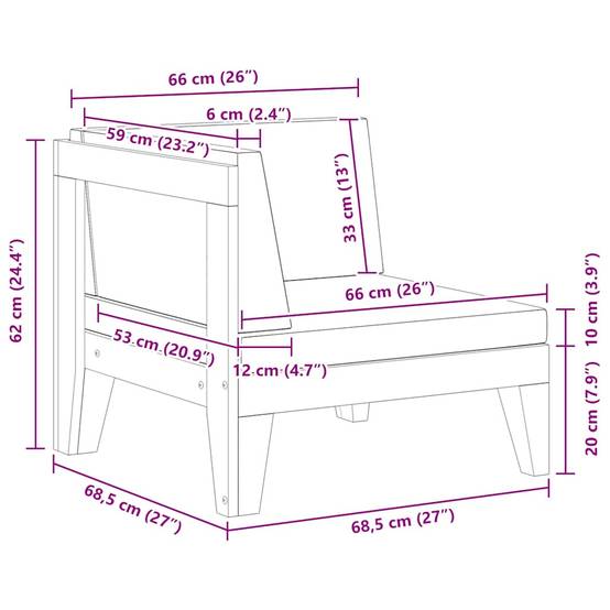 Canapé de jardin | Canapé d'angle sectionnel et coussins gris foncé Bois d'acacia Maison Chic - Image 7