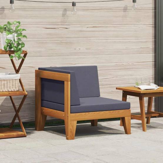 Canapé de jardin | Canapé d'angle sectionnel et coussins gris foncé Bois d'acacia Maison Chic - Image 2