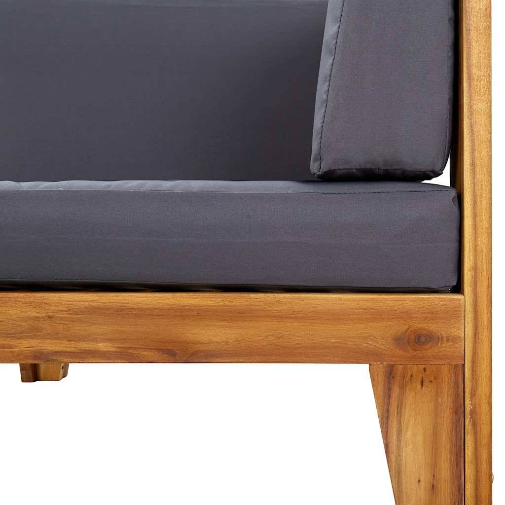 Canapé de jardin | Canapé d'angle sectionnel et coussins gris foncé Bois d'acacia Maison Chic - Image 6