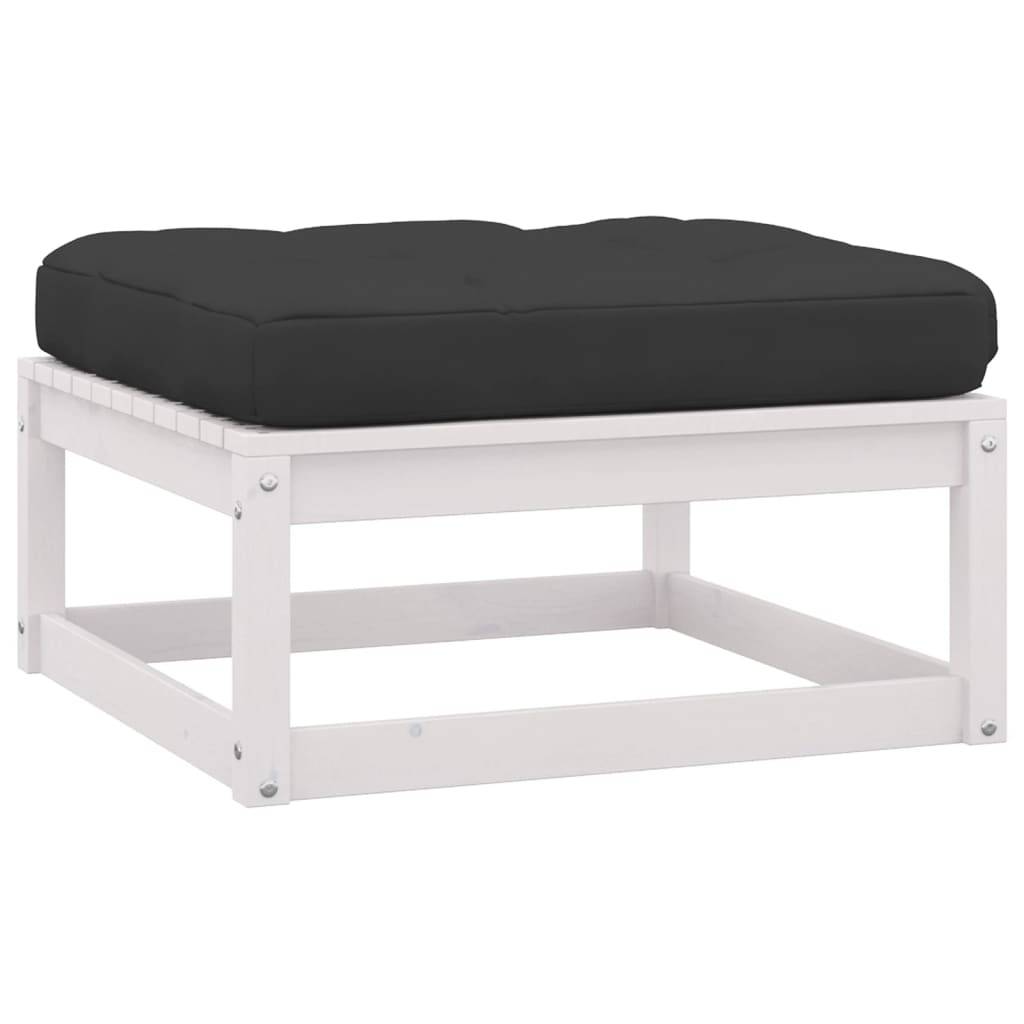 Helloshop26 - Salon de jardin meuble d'extérieur ensemble de mobilier 11 pièces avec coussins blanc bois de pin massif - Imagen 5