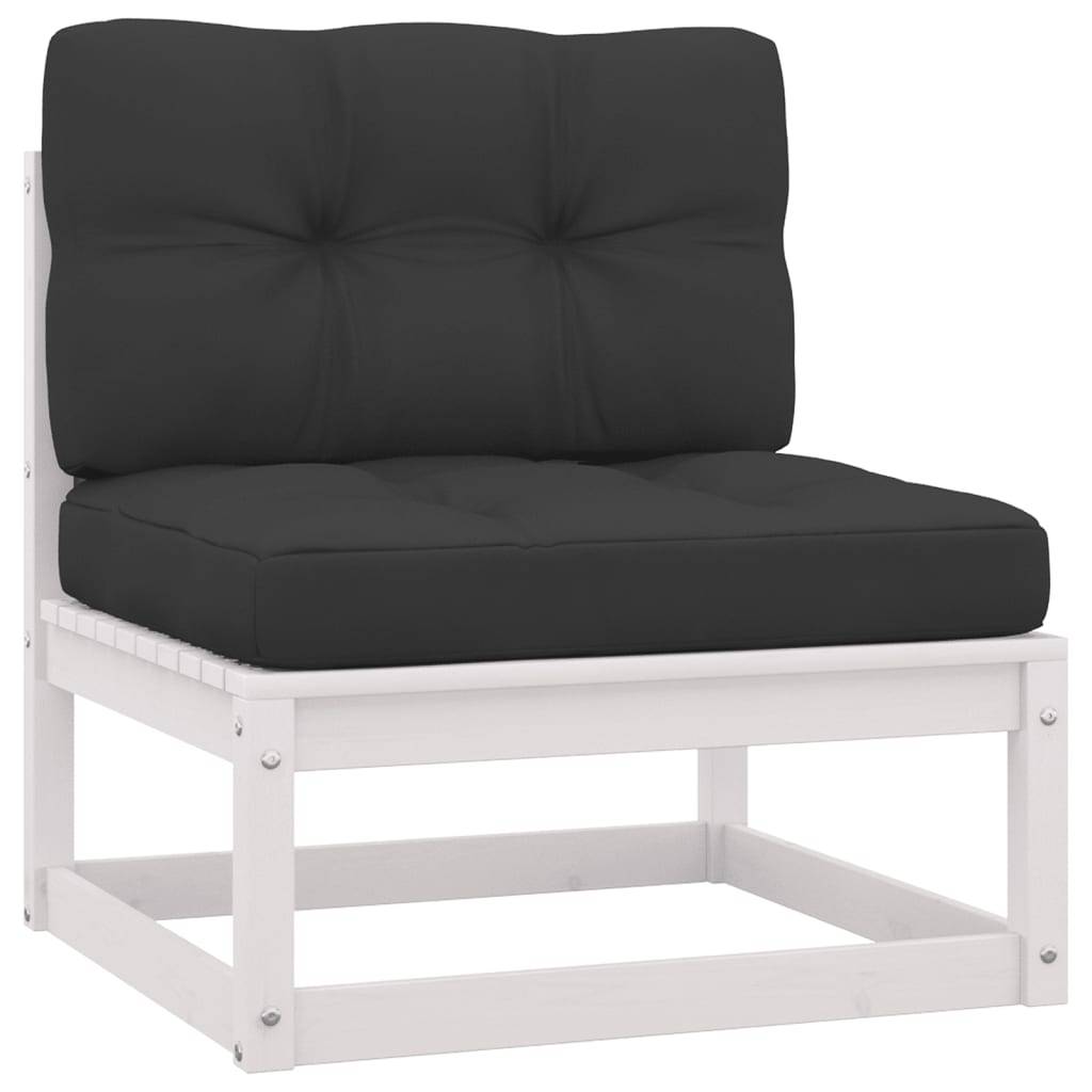 Helloshop26 - Salon de jardin meuble d'extérieur ensemble de mobilier 11 pièces avec coussins blanc bois de pin massif - Imagen 4
