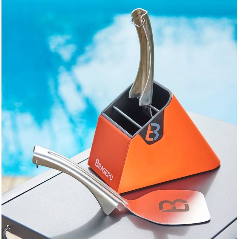 Brasero - Kit de spatules pour planchas - BRASERO - 2 spatules inox + 1 support aimenté - Imagen 3