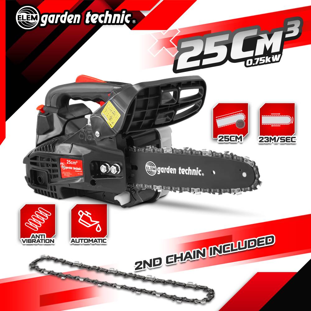 Elem Garden Technic - Elagueuse thermique 25cc - guide 25cm - 2 temps - Livrée avec 2 chaînes - Elem Garden - Image 2