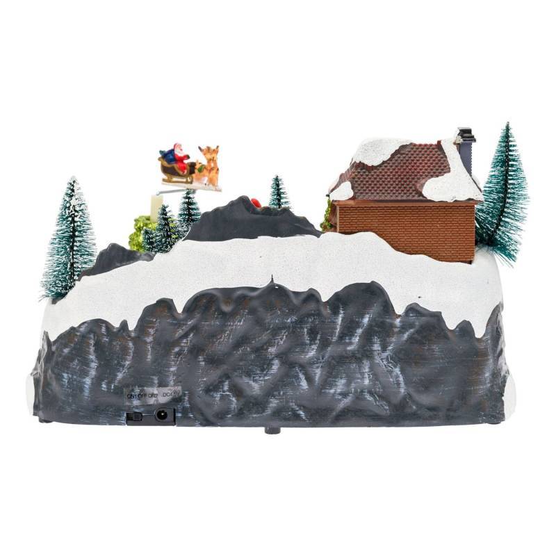 Lotti - Village de noël Paysage Enneigé 30xH18cm avec Petit Train et Père Noël sur Traineau en Rotation, Ruisseau Illuminé Fibre Optique - Imagen 3