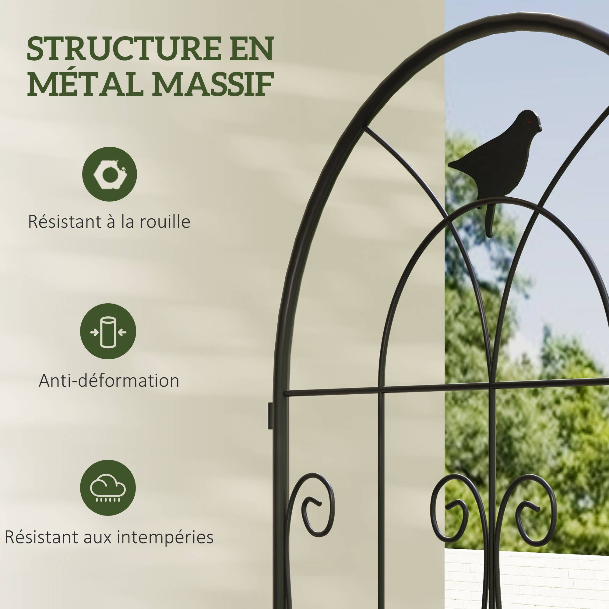 Treillis de jardin lot de 2 métal noir 50 x 1.3 x 120 cm - PANGIVO - Image 9