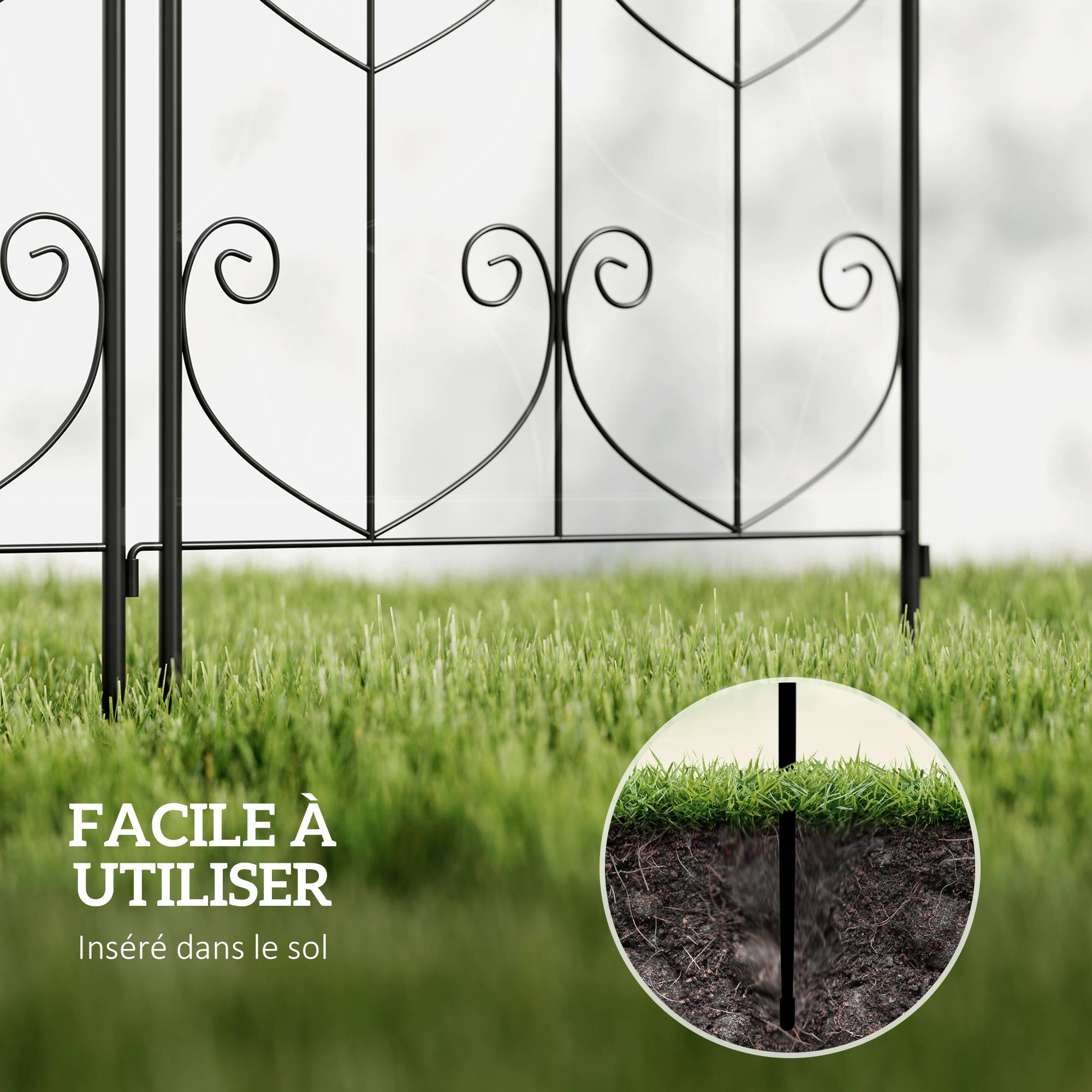 Treillis de jardin lot de 2 métal noir 50 x 1.3 x 120 cm - PANGIVO - Image 10