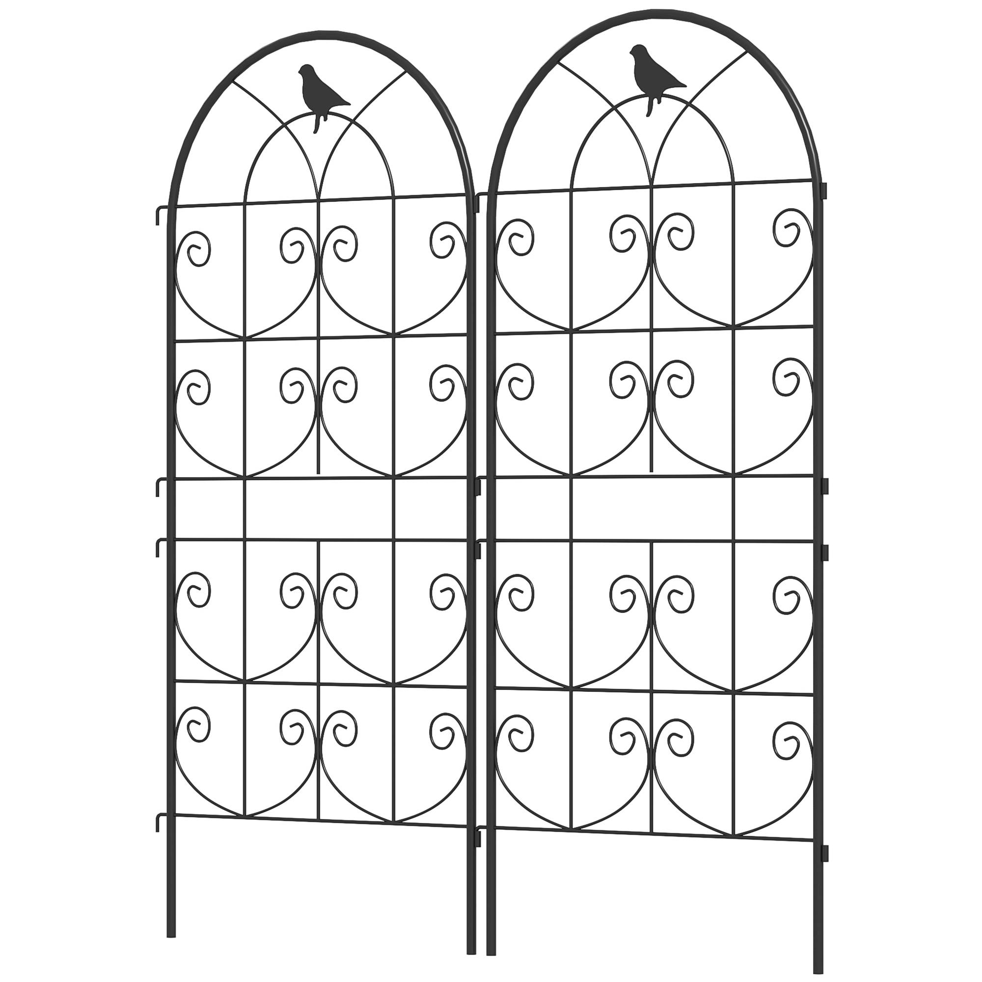 Treillis de jardin lot de 2 métal noir 50 x 1.3 x 120 cm - PANGIVO - Image 2