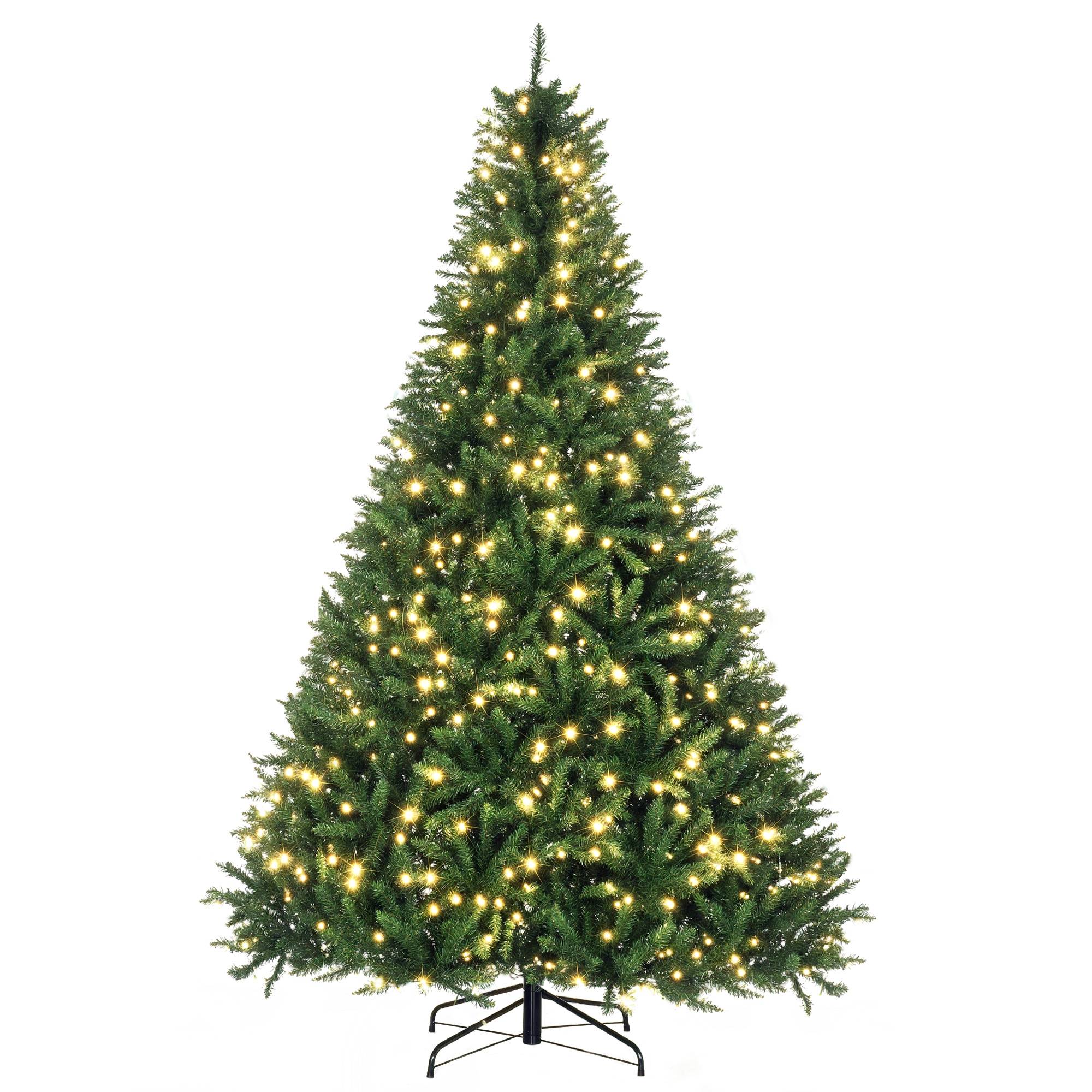 Sapin de Noël Artificiel Lumineux 210H cm LED x 700 Blanc Chaud + Support Pied 2154 Branches Vert - Image 1