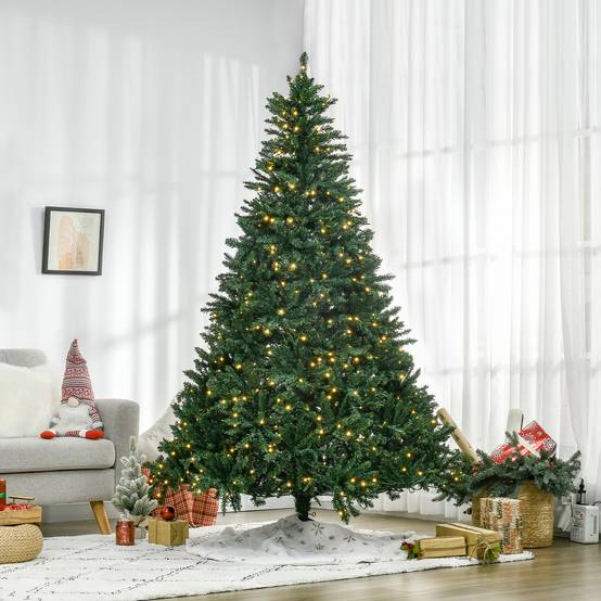 Sapin de Noël Artificiel Lumineux 210H cm LED x 700 Blanc Chaud + Support Pied 2154 Branches Vert - Image 3