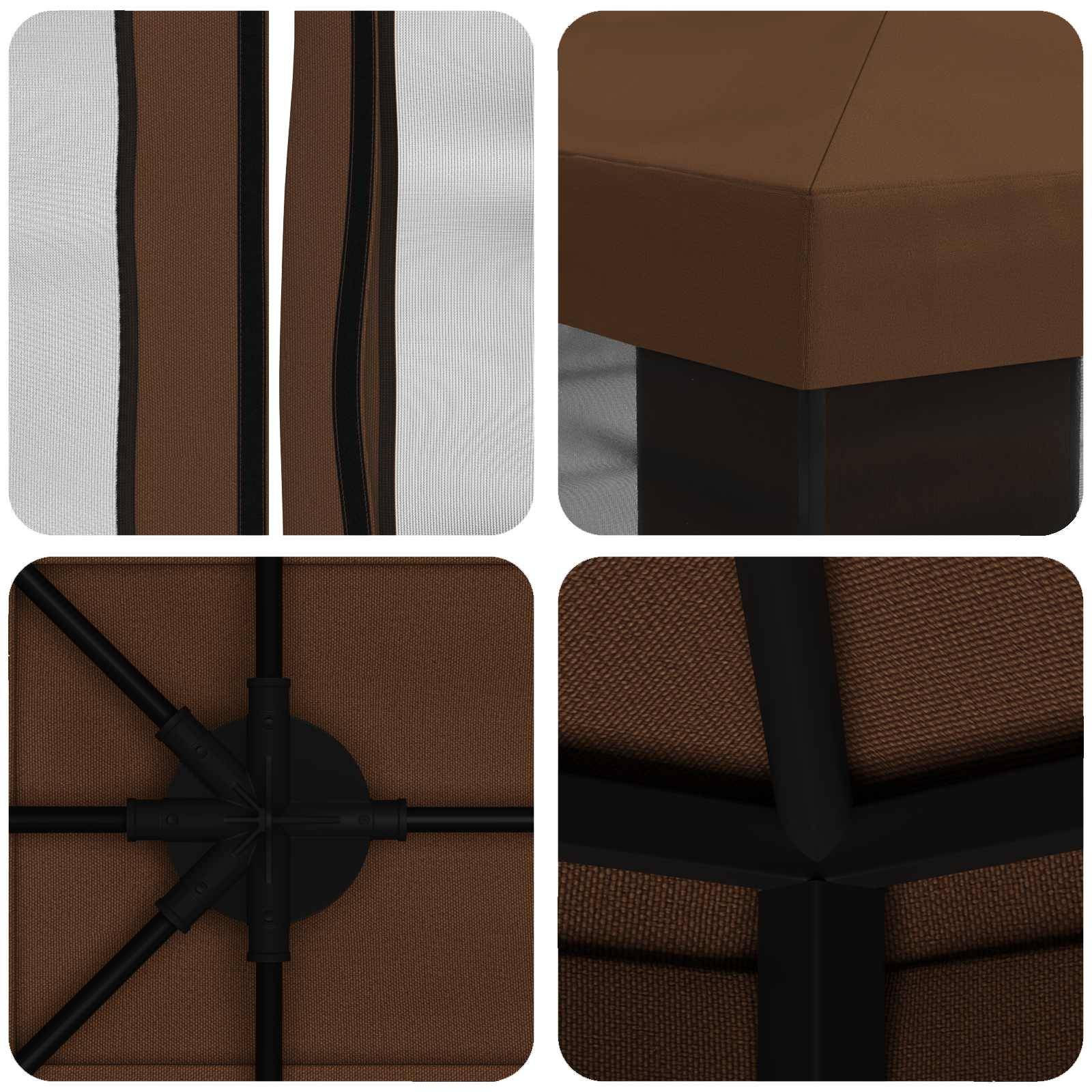 Tonnelle de jardin polyester et acier marron 400 x 300 x 276.5 cm - PANGIVO - Image 7