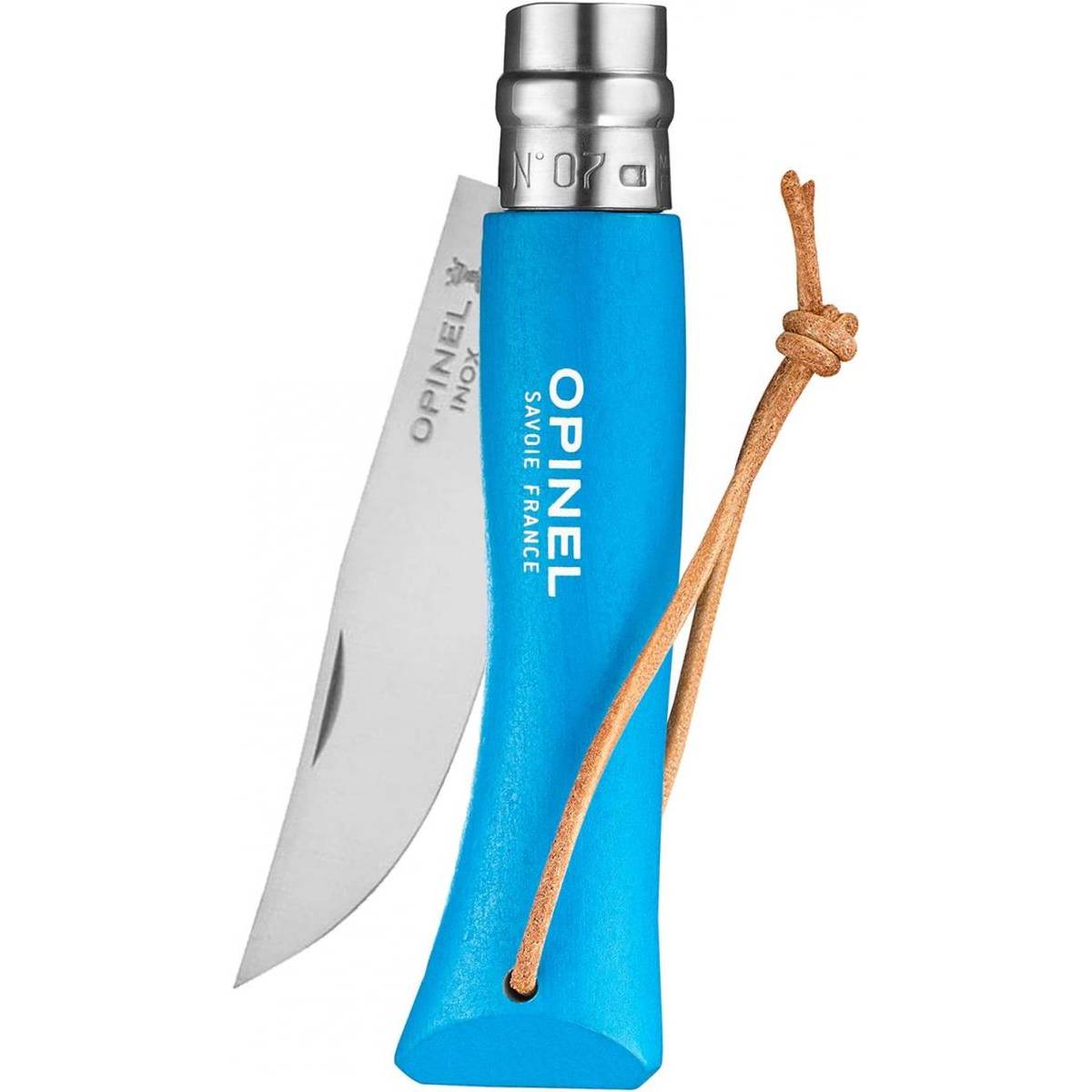 Opinel - Couteau Baroudeur n°7 - lame 8 cm bleu avec lien en cuir - Imagen 3