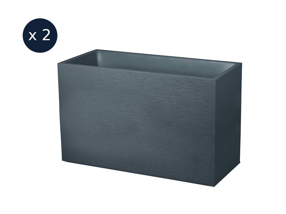Eda - Lot de 2 Jardinières Muret Graphit 99,5 x 39,5 x 60 cm - 116 L - Gris anthracite - Eda - Imagen 1