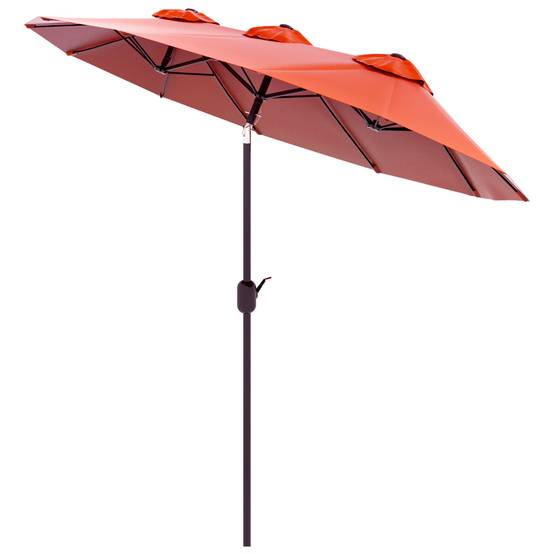 Parasol double inclinable en polyester et acier rouge bordeaux 295 x 152 x 222 cm - PANGIVO - Image 2