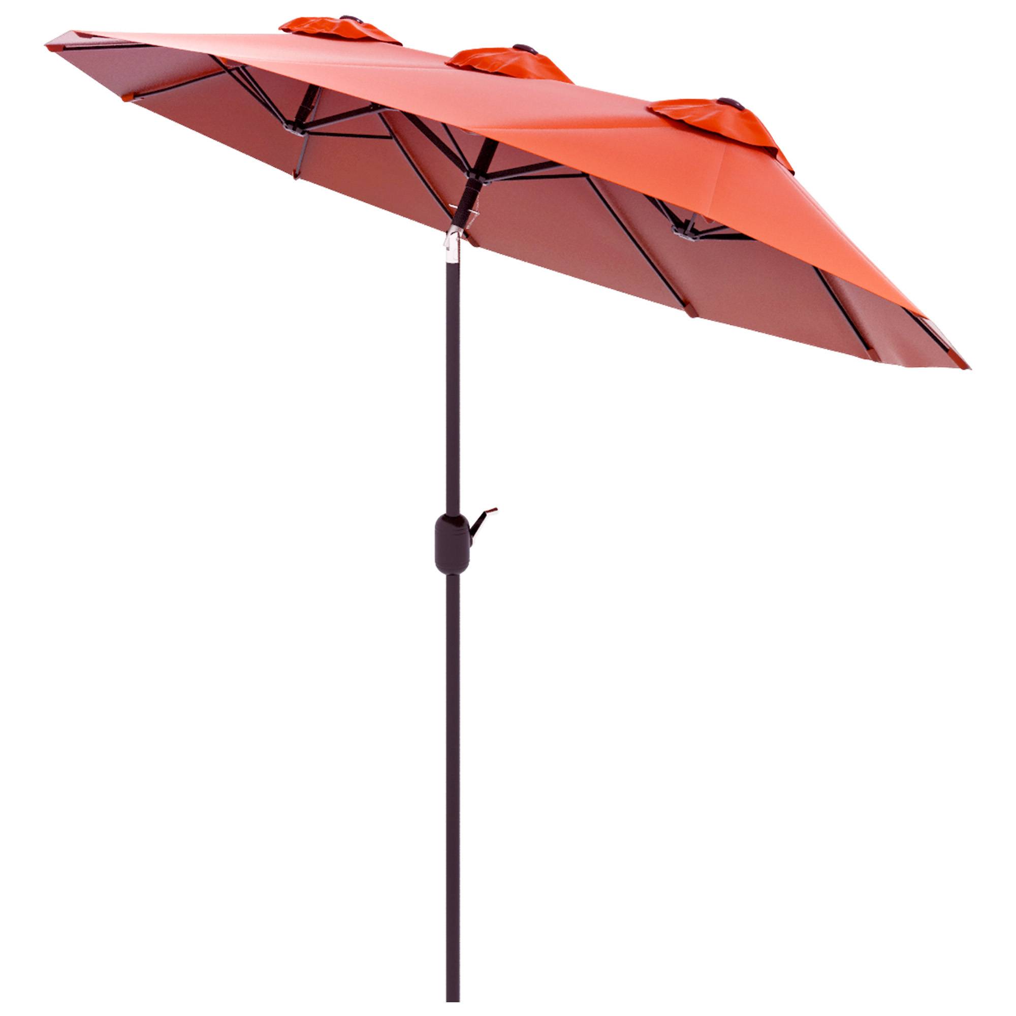 Parasol double inclinable en polyester et acier rouge bordeaux 295 x 152 x 222 cm - PANGIVO - Image 2