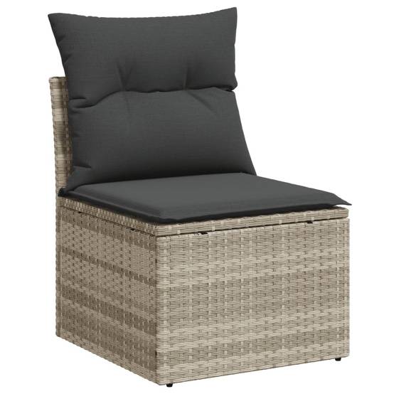 Salon de Jardin Bas 10 Pièces Résine Tressée Gris Clair pour 9 Personnes avec Table et Coussins – ComfortXL Outdoor Living - Image 4