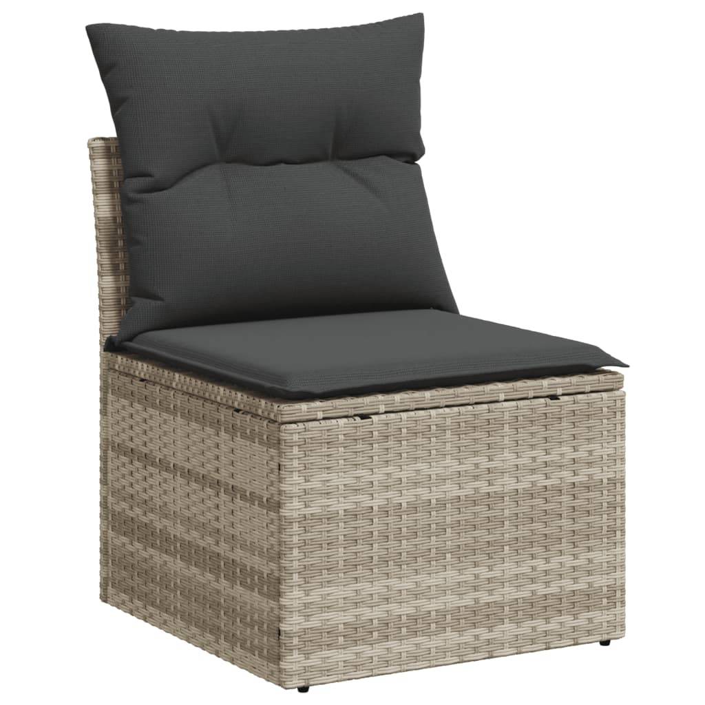 Salon de Jardin Bas 10 Pièces Résine Tressée Gris Clair pour 9 Personnes avec Table et Coussins – ComfortXL Outdoor Living - Image 4