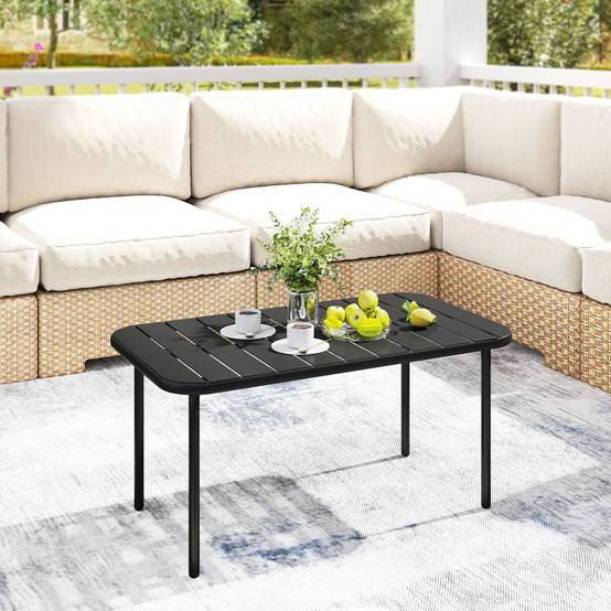Table basse de jardin acier galvanisé noir 90 x 50 x 43 cm - PANGIVO - Image 3
