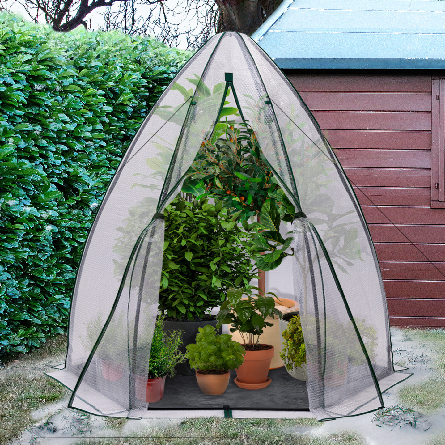 IDMARKET - Serre d'hivernage dôme bâche bulle 160 x 160 x 180 cm maxi chaleur balcon et terrasse