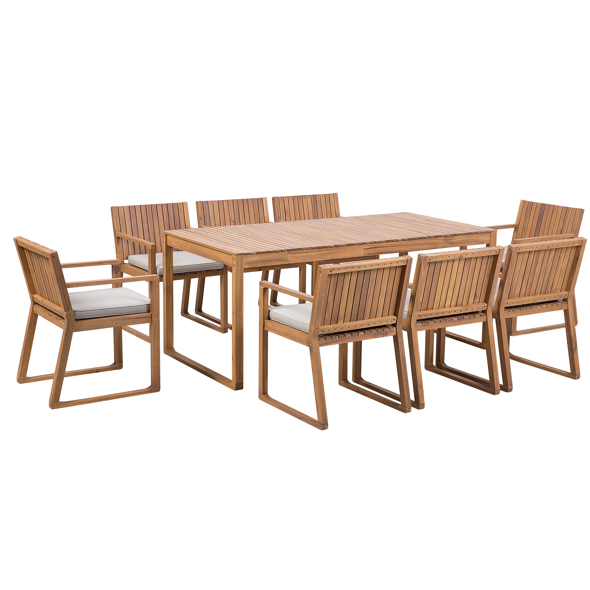 Beliani - Ensemble de Jardin composé d'une Table 180 x 90 cm et de 8 Chaises en Bois d'Accacia avec Coussins d'Assise Beiges Taupe Beliani - Imagen 1
