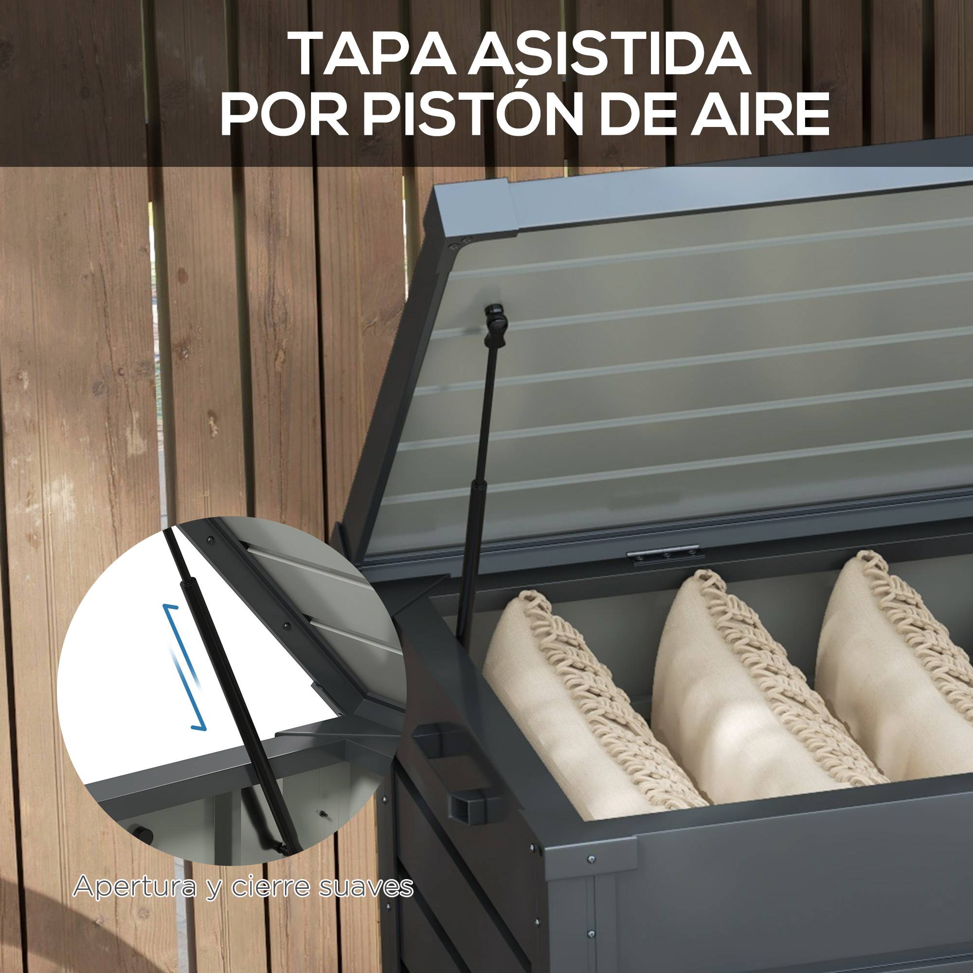 ComfortXL - Coffre de Rangement Extérieur Acier sur Roulettes Verrouillable 311L 120x62x66cm Gris - ComfortXL Outdoor Living - Image 8