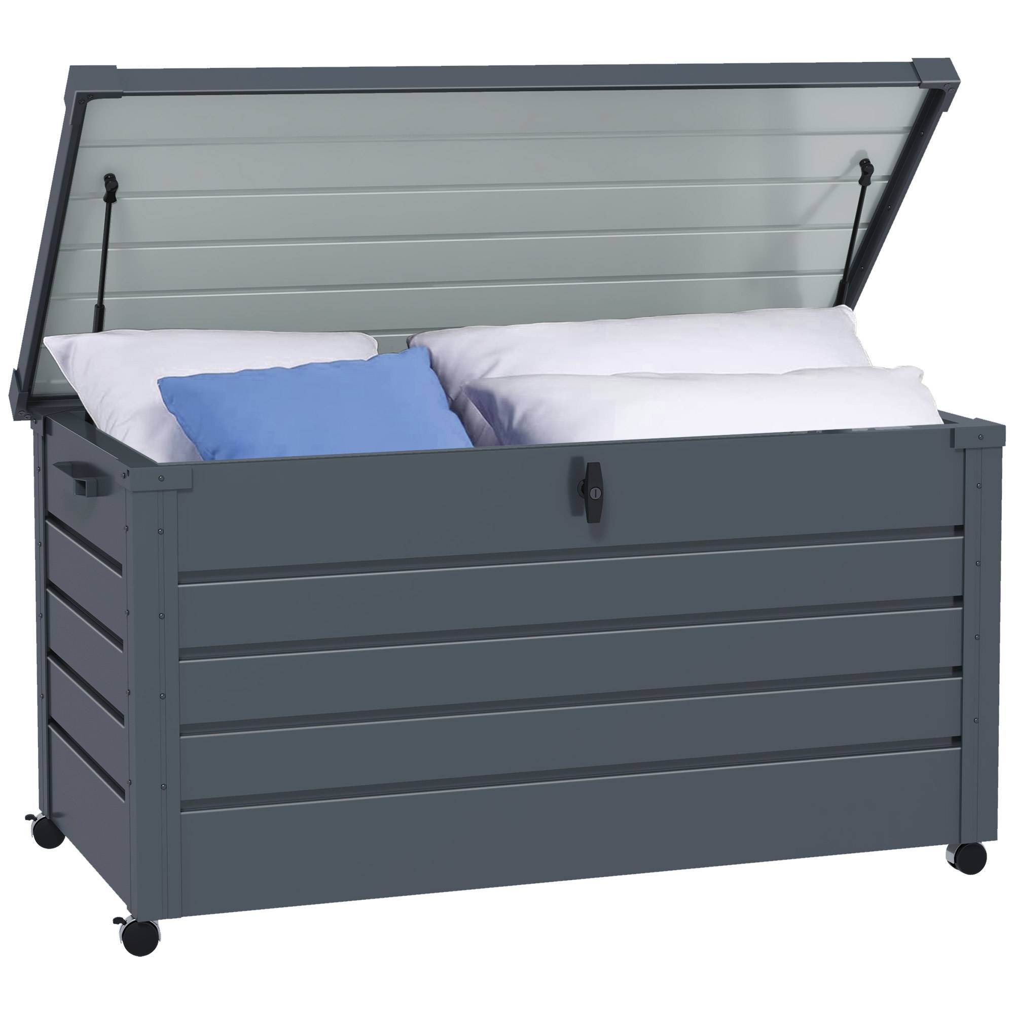 ComfortXL - Coffre de Rangement Extérieur Acier sur Roulettes Verrouillable 311L 120x62x66cm Gris - ComfortXL Outdoor Living - Image 1