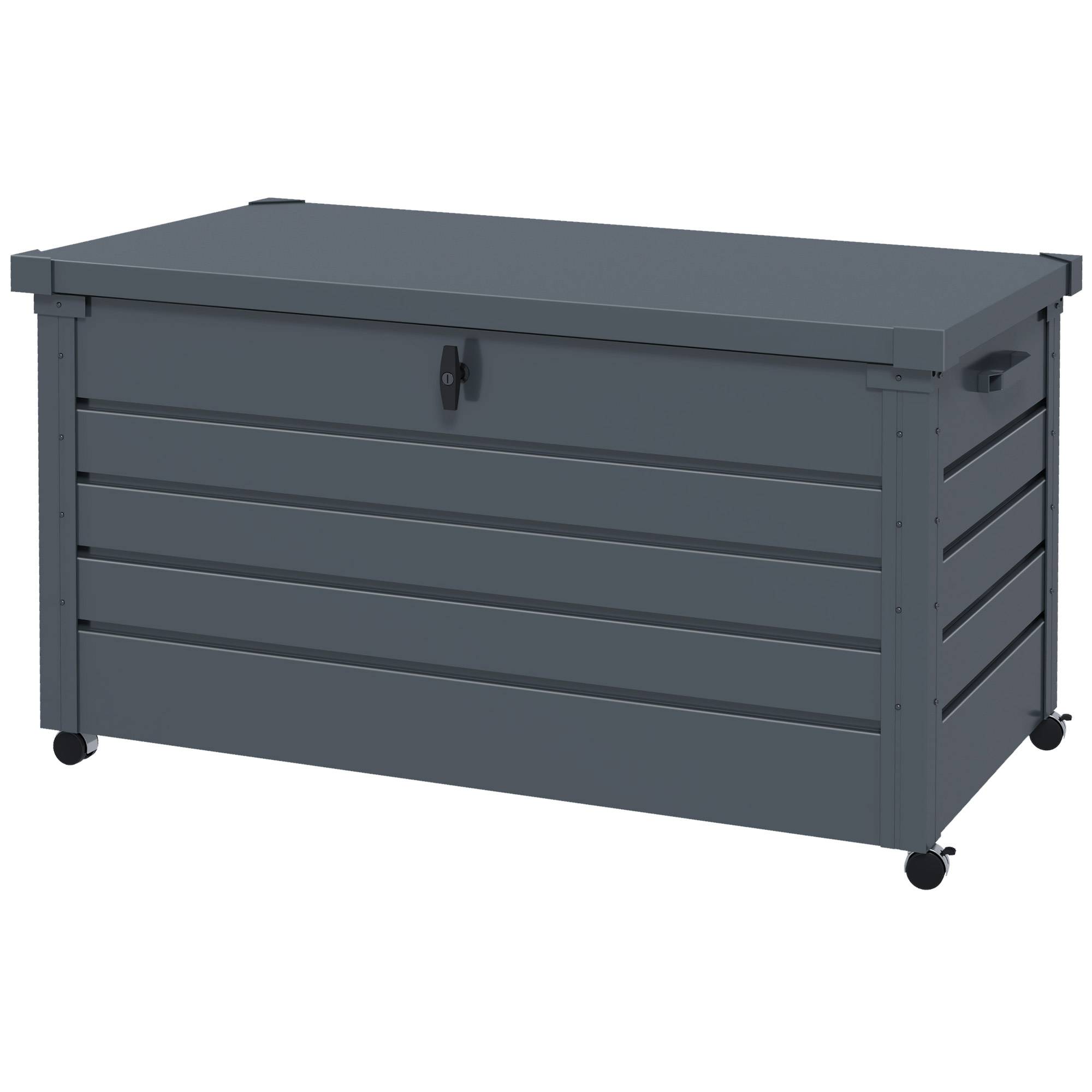 ComfortXL - Coffre de Rangement Extérieur Acier sur Roulettes Verrouillable 311L 120x62x66cm Gris - ComfortXL Outdoor Living - Image 2