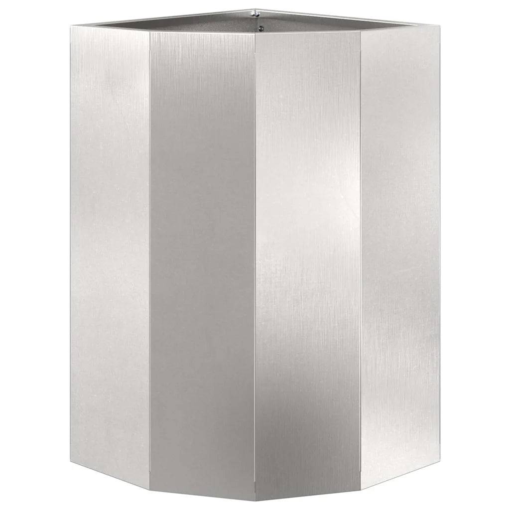 Helloshop26 - Jardinière d'angle moderne adaptée extérieur 30 x 30 x 50 cm en acier inoxydable argent - Image 2