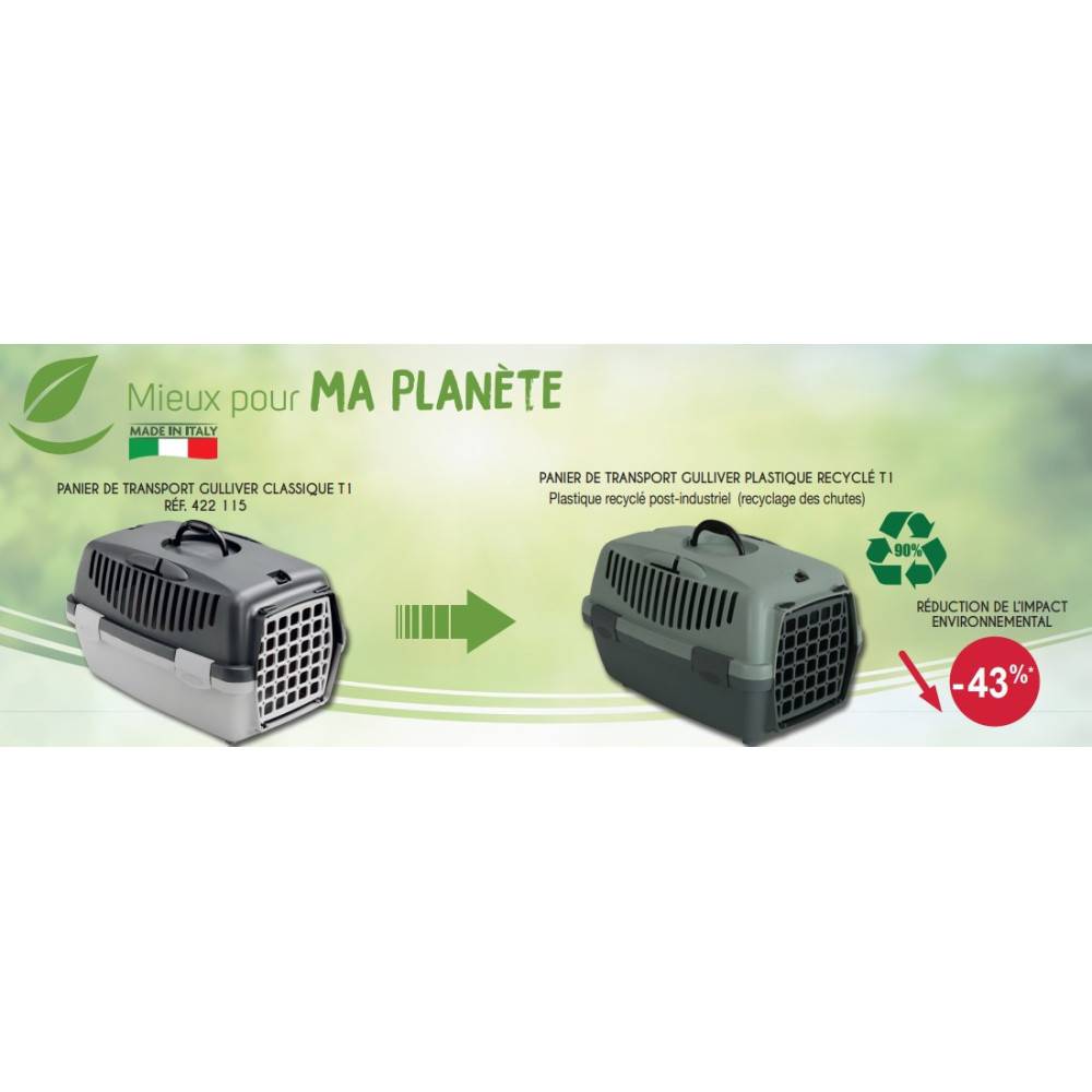 Cage GULLIVER 1, en plastique recyclé, transport pour chien max 6 kg. - Image 8