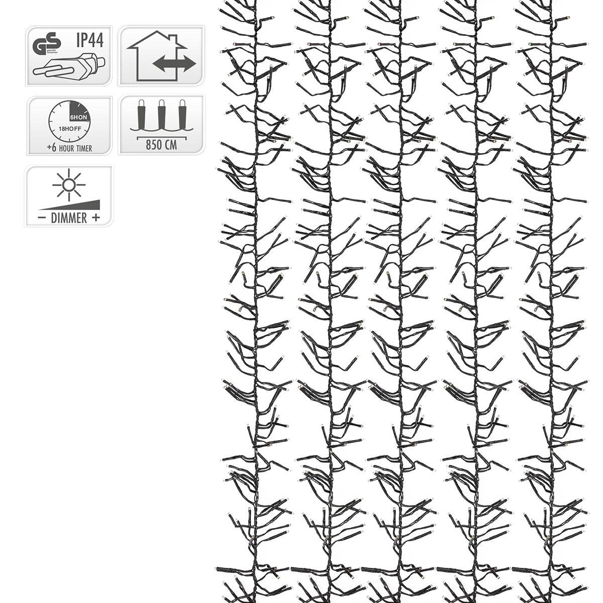 Ecd-Germany - Guirlande de Noël lumineuse 1152 LED blanc chaud 8,5 m IP44 intérieur/extérieur - Imagen 4