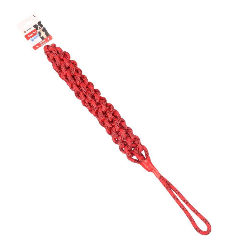 Corde à tirer Vokas. tressé, flottant. rouge et noir. taille L. 66 cm . jeux pour chien. - Imagen 1