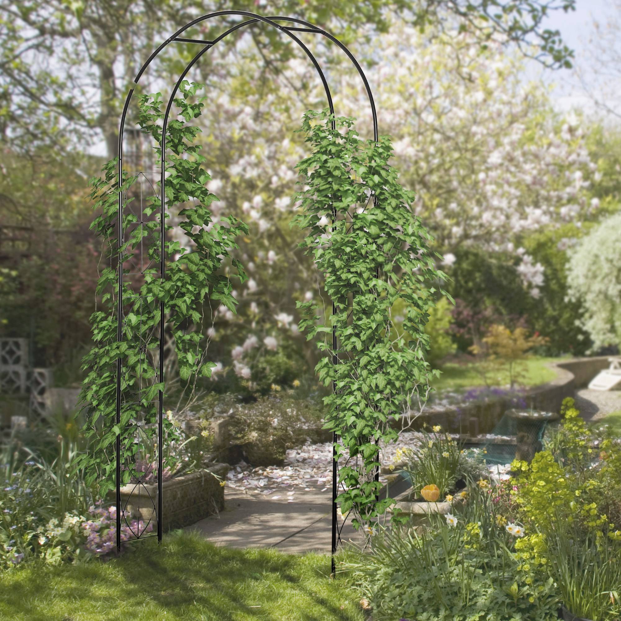 Arche de jardin métal noir 114 x 30 x 230 cm - PANGIVO - Image 4