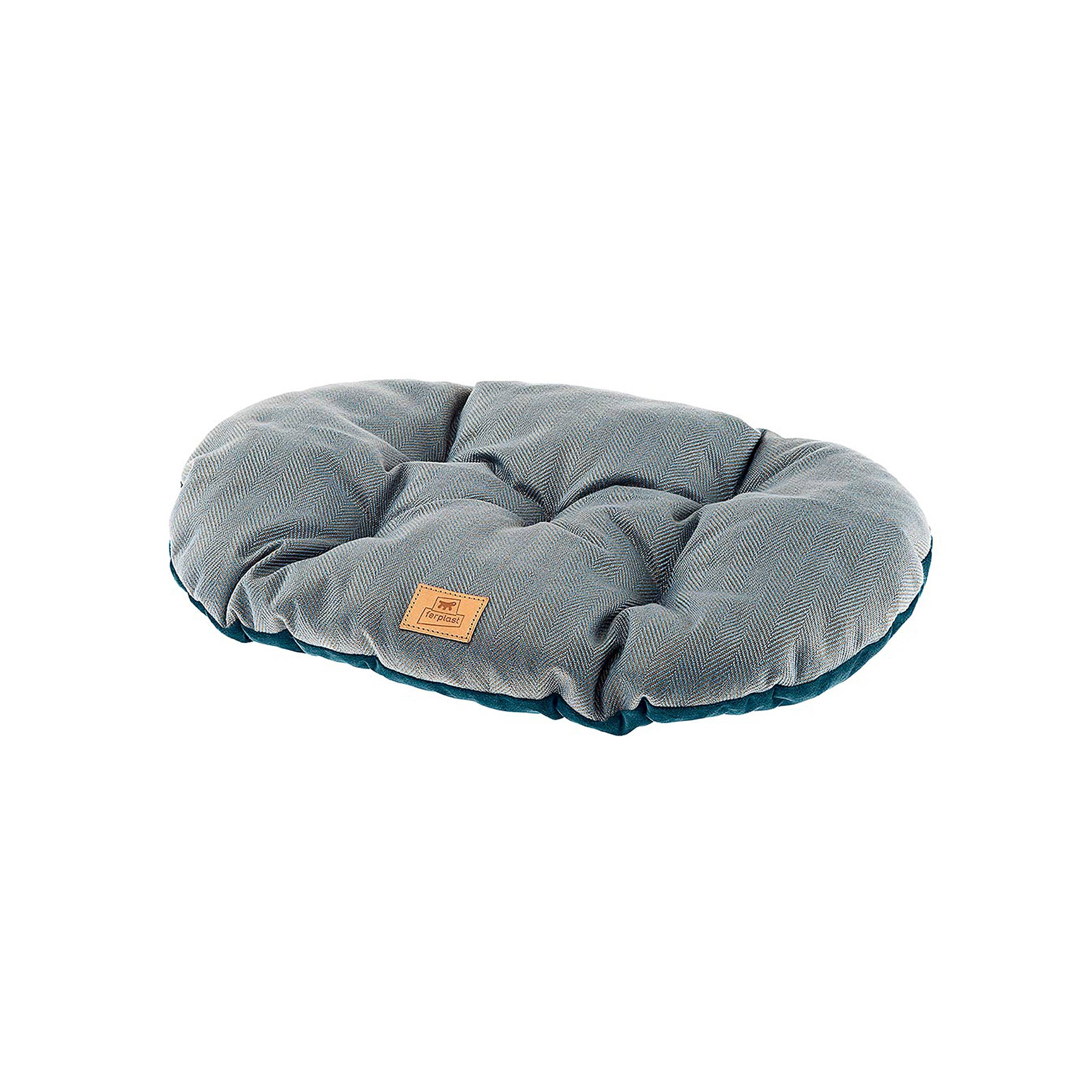 Ferplast - Cussin pour chiens et chats STUART 89/10, double-face, tweed, velours doux, lavable, Bleu - Imagen 1