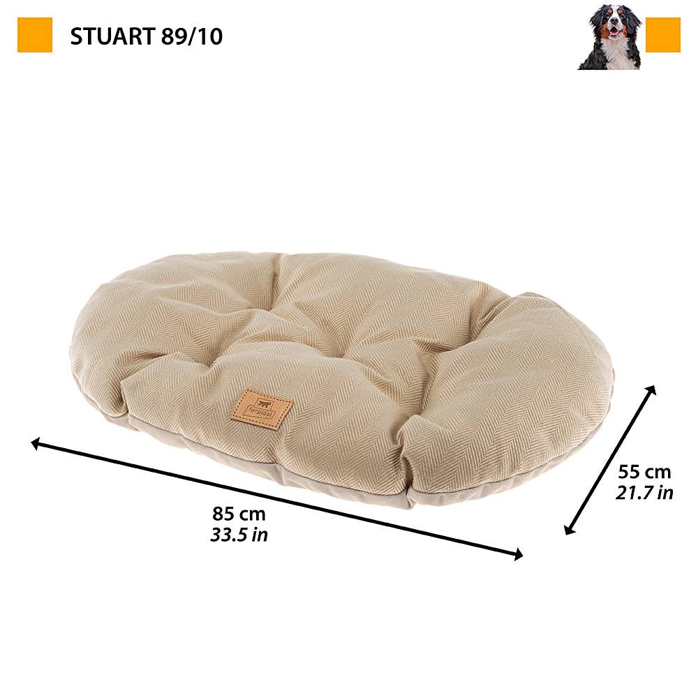 Ferplast - Cussin pour chiens et chats STUART 89/10, double-face, tweed, velours doux, lavable, Bleu - Imagen 2