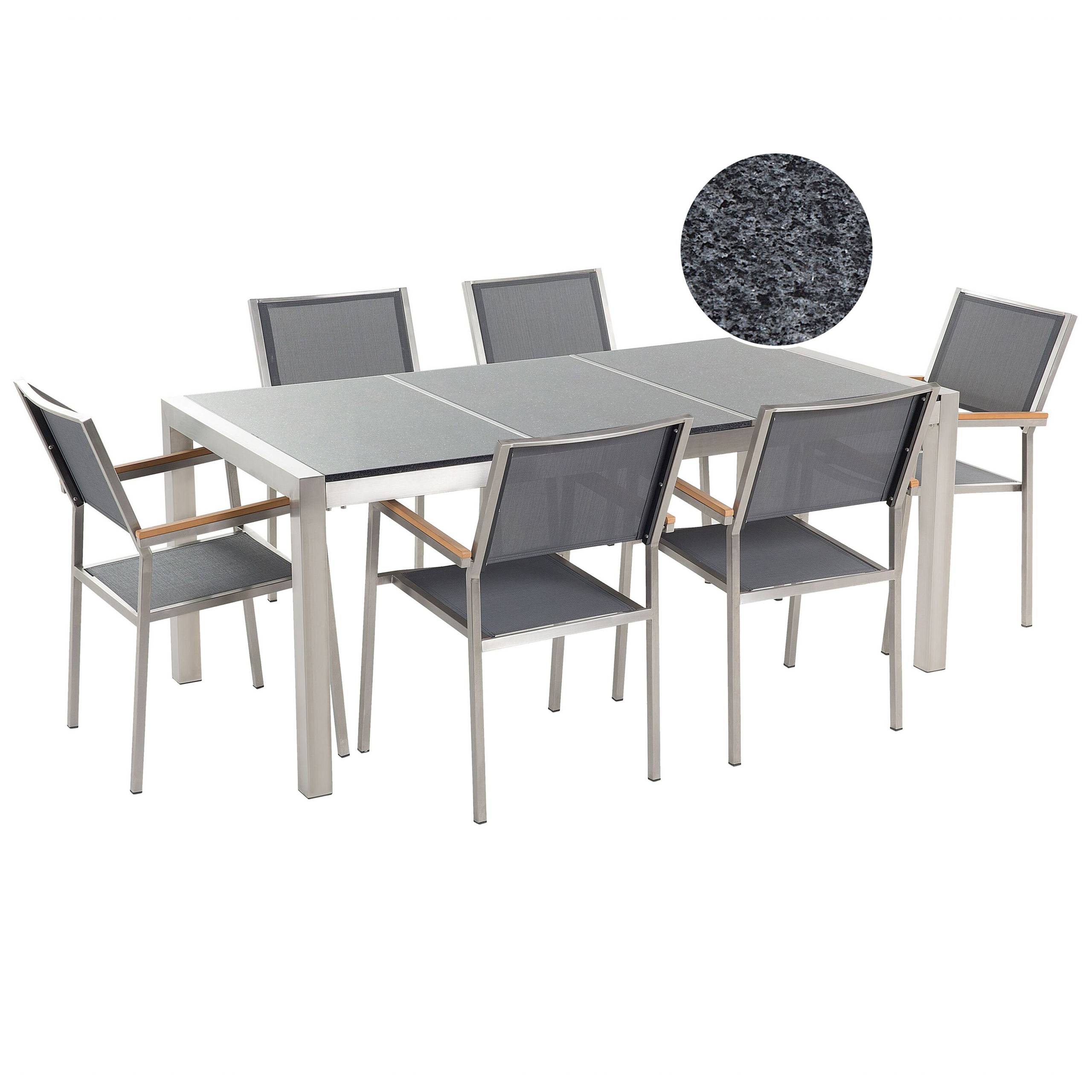 Beliani - Set de salle à manger, 6 Personnes Granit Gris GROSSETO - Beliani - Imagen 2