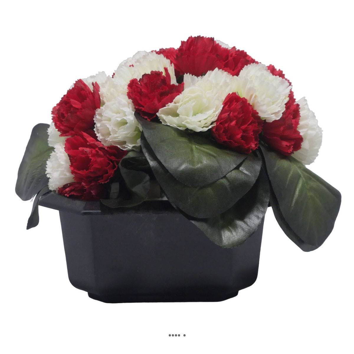 Artificielles - Bac carré fleurs artificielles oeillets pour la Toussaint Rouge-blanc 751 - couleur: Rouge-blanc - Imagen 2
