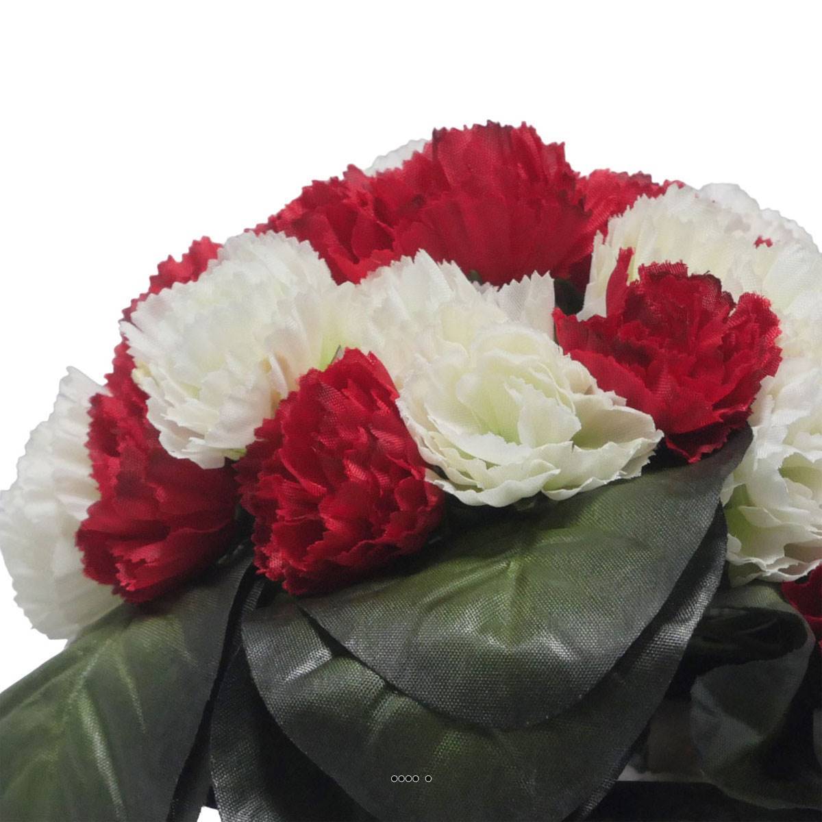 Artificielles - Bac carré fleurs artificielles oeillets pour la Toussaint Rouge-blanc 751 - couleur: Rouge-blanc - Imagen 3