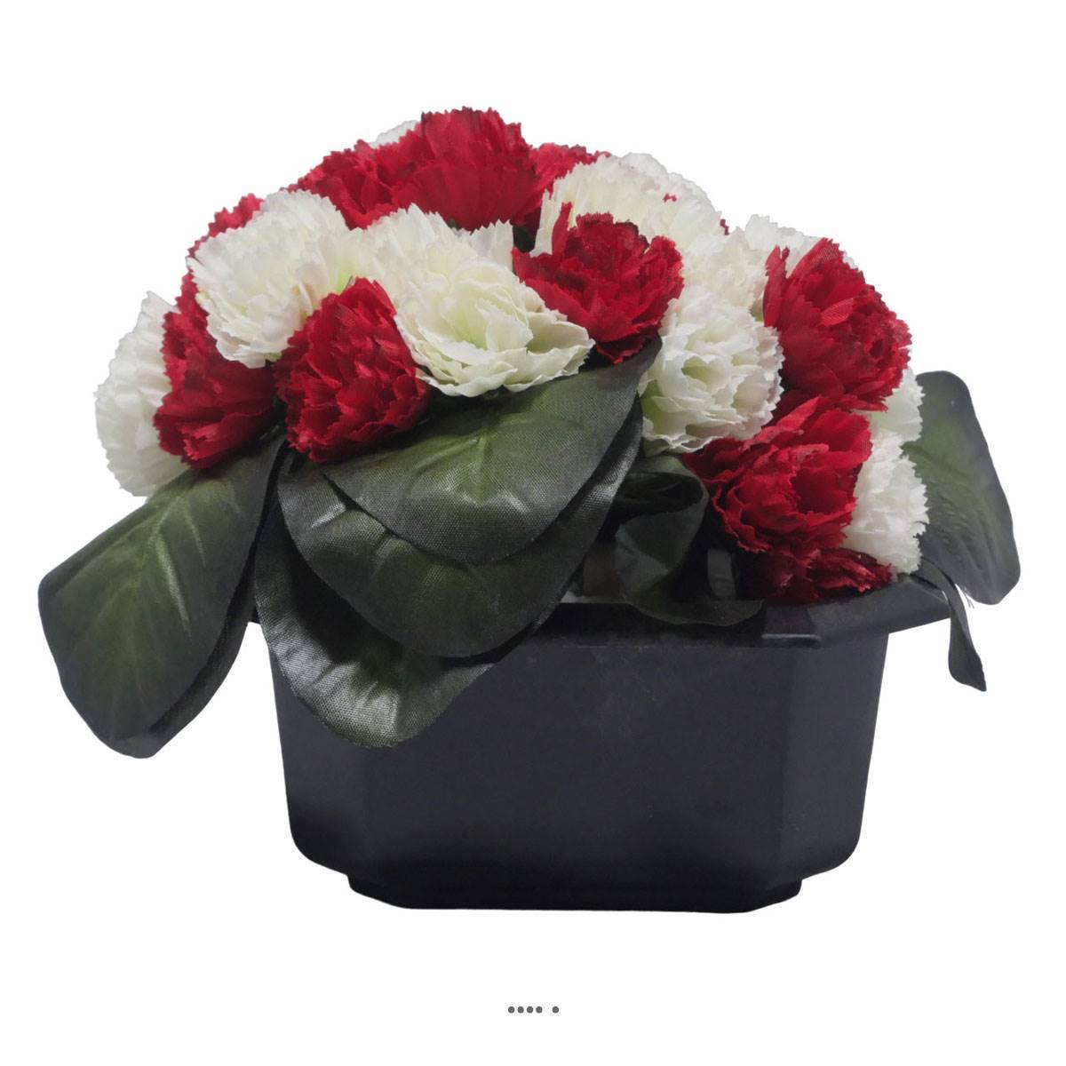 Artificielles - Bac carré fleurs artificielles oeillets pour la Toussaint Rouge-blanc 751 - couleur: Rouge-blanc - Imagen 1