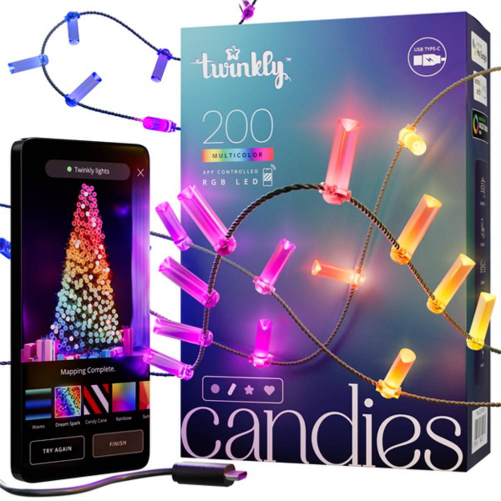 Guirlande Bougie connectée IP20 12m 200 LEDS RGB fil vert TWINKLY CANDIES - Imagen 3