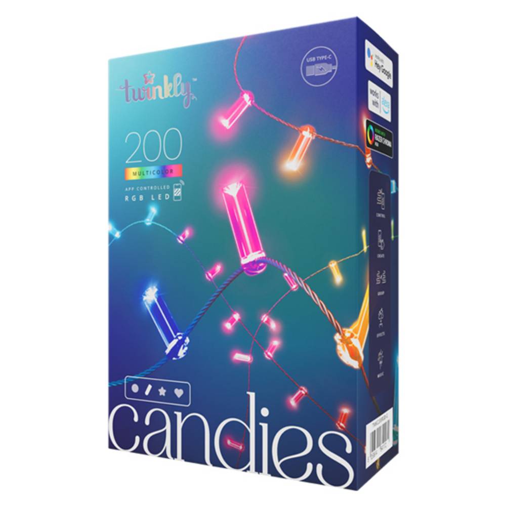 Guirlande Bougie connectée IP20 12m 200 LEDS RGB fil vert TWINKLY CANDIES - Imagen 1
