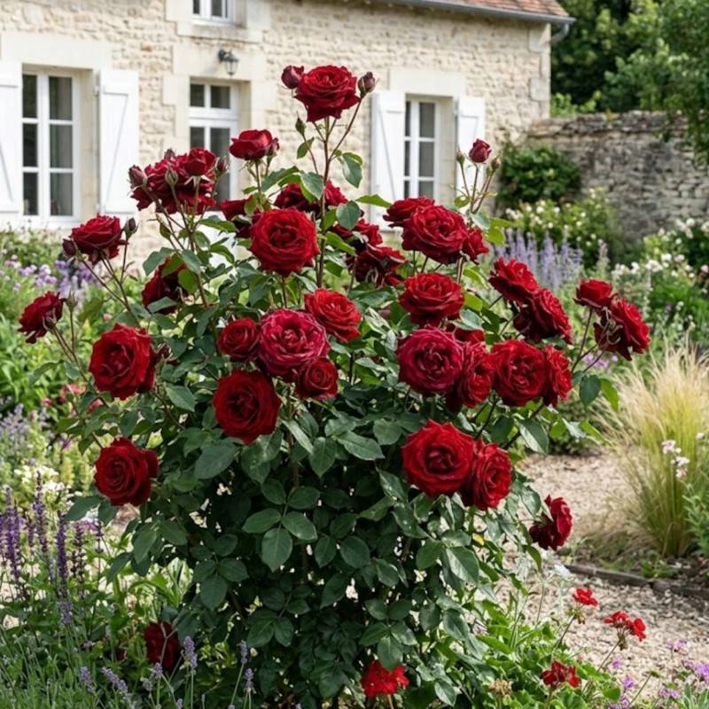 Rosier à grandes fleurs Bertrand Amoussou® 'Reuhug' à fleurs Rouge - feuillage Caduc - Pot de 7,5L-  hauteur à maturité De 1,00 m à 1,50 m - Image 2