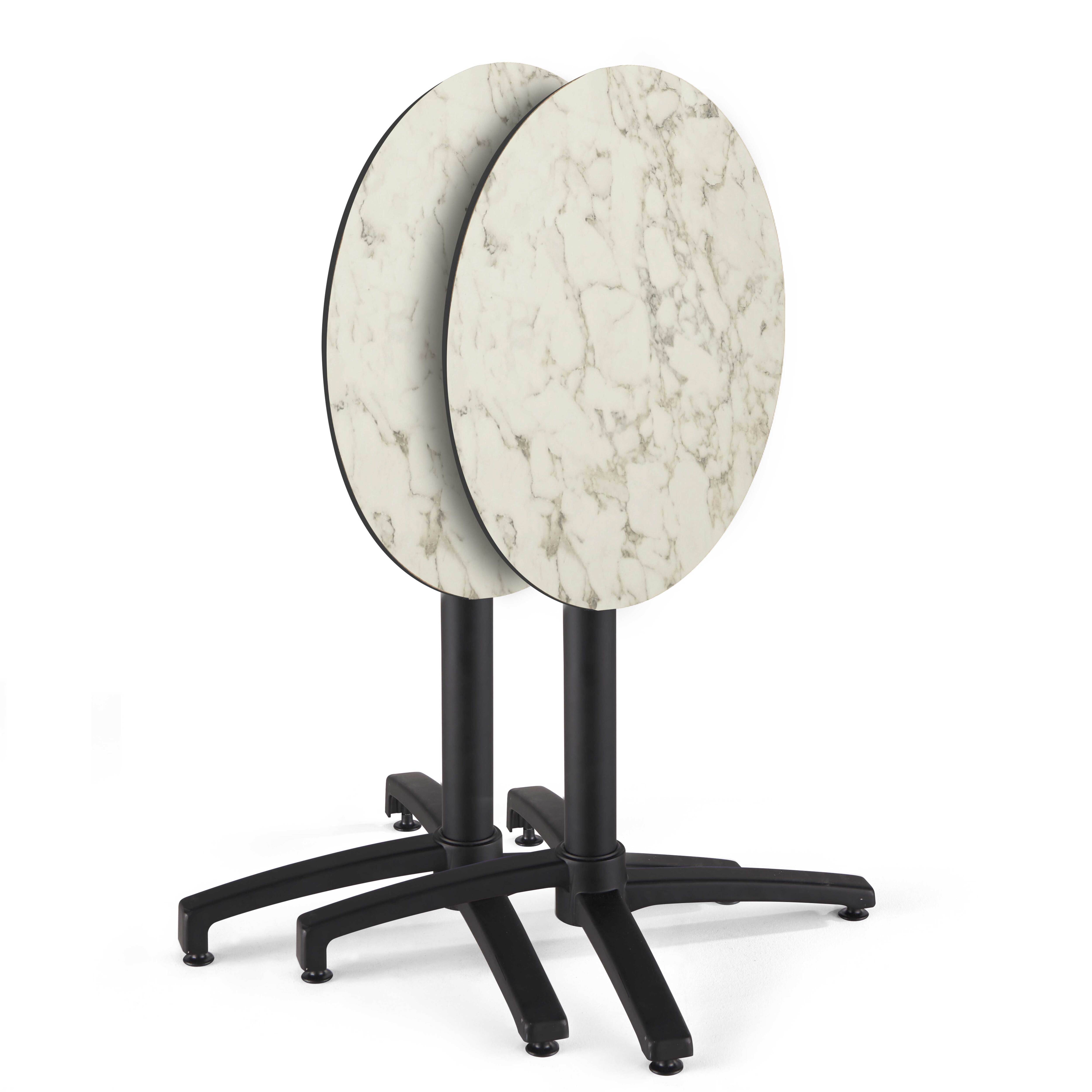 Oviala - Table de jardin ronde 60 cm inclinable aluminium et HPL marbre Opera - Oviala - Image 2