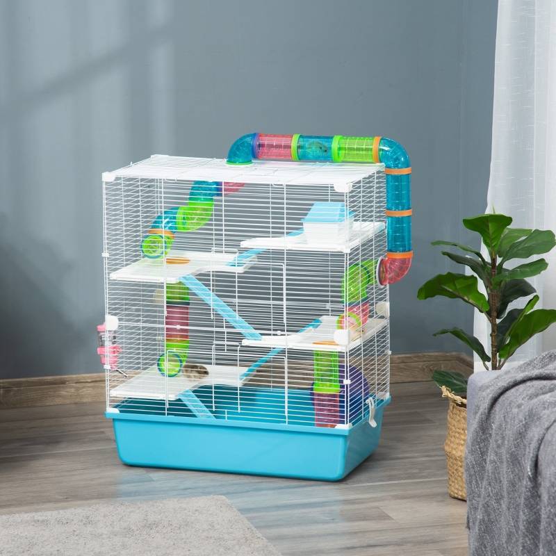 PANGIVO - Cage petits rongeurs intérieur 5 niveaux 59 x 36 x 69 cm fil acier et plastique - PANGIVO - Image 2