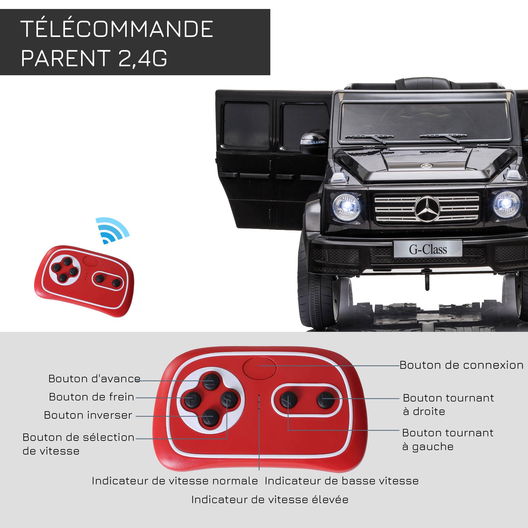 Voiture véhicule électrique enfant licence officielle Mercedes 12 V télécommande parentale, V. Max. 5 Km/h - noir - Image 8