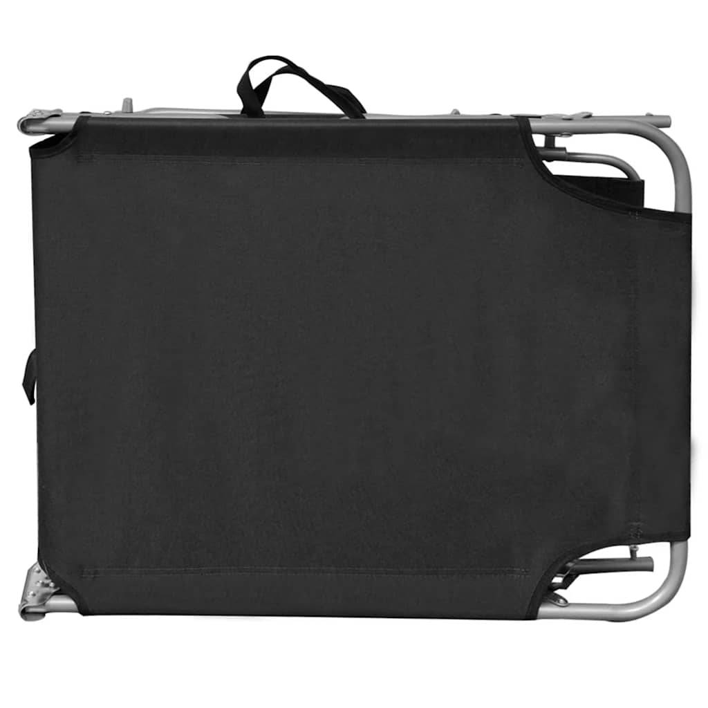 Vidaxl - Chaise longue pliable avec auvent acier et tissu noir vidaXL 41197 - Imagen 7